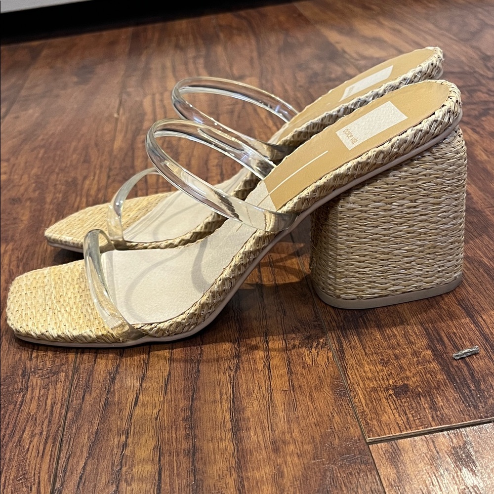 Women's Dolce Vita Clear Strap Woven Heel Sandals - Picture 2 of 4
